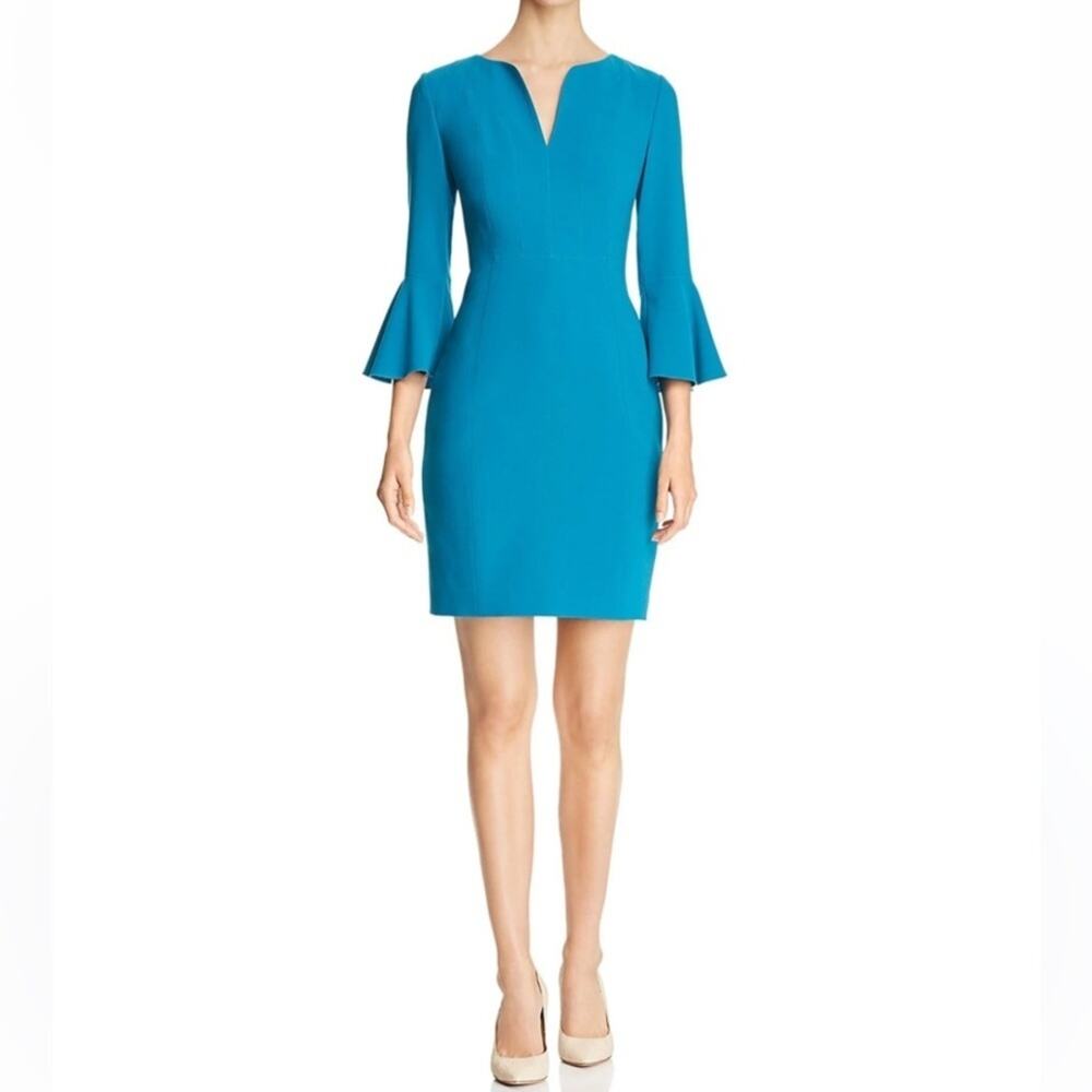 Elie Tahari Natanya 3/4 Sleeve Sheath Dress Blue Size 4 Career Cocktail